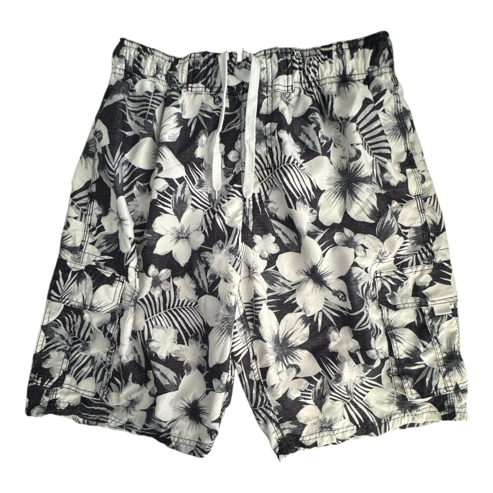 Kanu Surf Swim Trunks Mens Large Floral Hawaiian Board Shorts Pockets